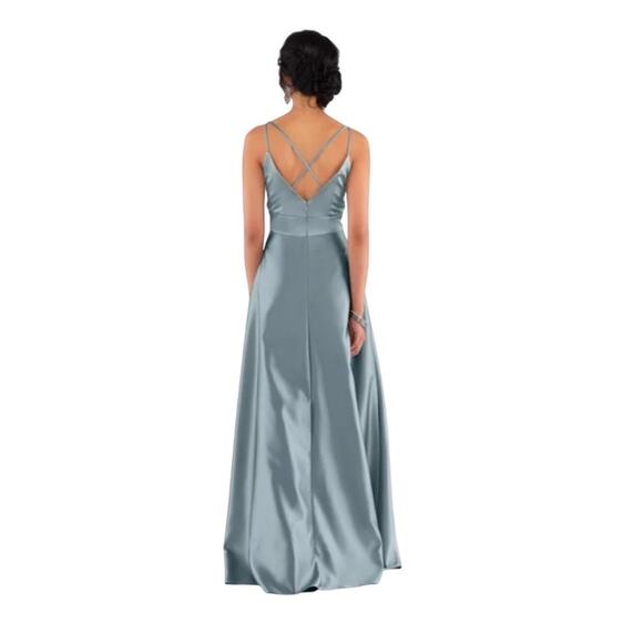 Sorella Vita Formal Dress Gown Modern Satin Bridesmaid Prom Stone Blue Size 10 - Picture 2 of 14